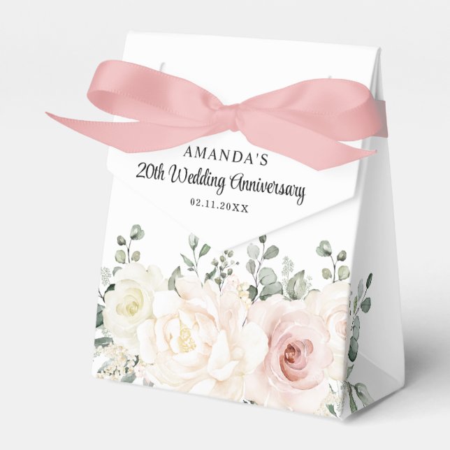 Champagne Ivory Blush Pink  Wedding Anniversary Favor Boxes (Front Side)