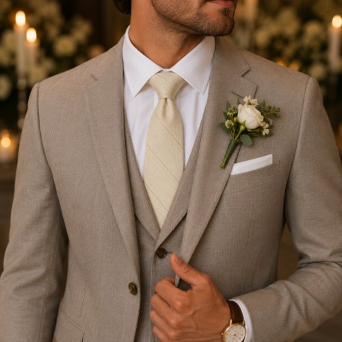 Champagne Ivory Elegant Wedding & Formal Neck Tie