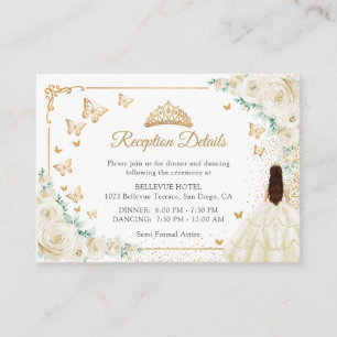 Champagne Ivory Gold Quinceanera Reception Details Enclosure Card