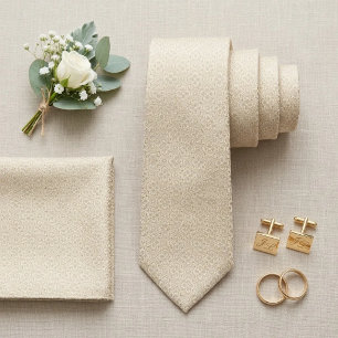 Champagne Ivory Micro-Jacquard Neck Tie