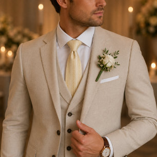 Champagne Ivory Regency Stripe Neck Tie