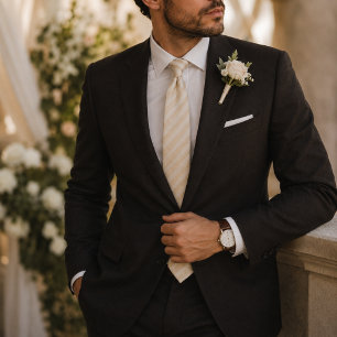 Champagne Ivory Regimental Stripe Neck Tie