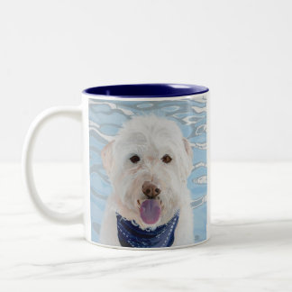 Champagne Labradoodle with water mug. Two-Tone Coffee Mug