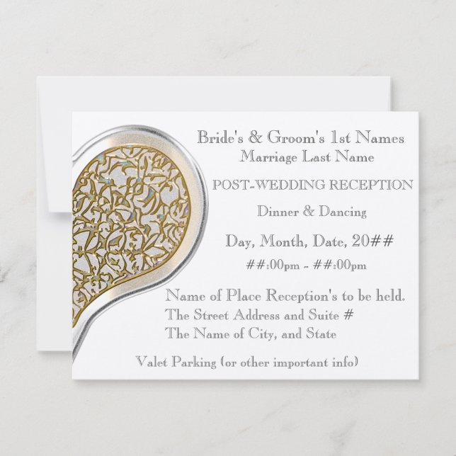 Champagne Lace (Metallic Post-Wedding Reception) Invitation (Front)