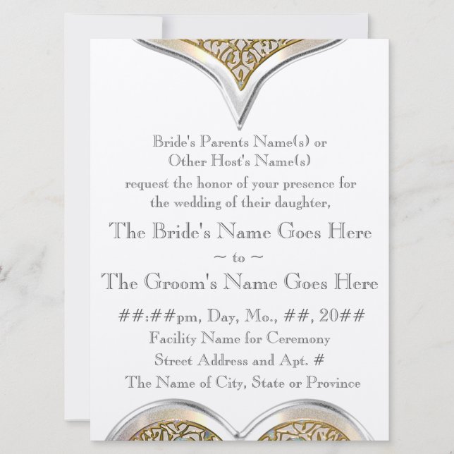 Champagne Lace (Metallic Wedding Invitation) Save The Date (Front)