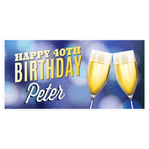 Champagne Large Birthday Banner Party Decor