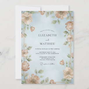 Champagne Leafy Vine Wedding Invitation