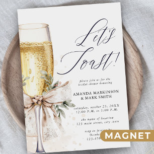 Champagne Let's Toast Winter Bridal Shower Magnetic Invitation