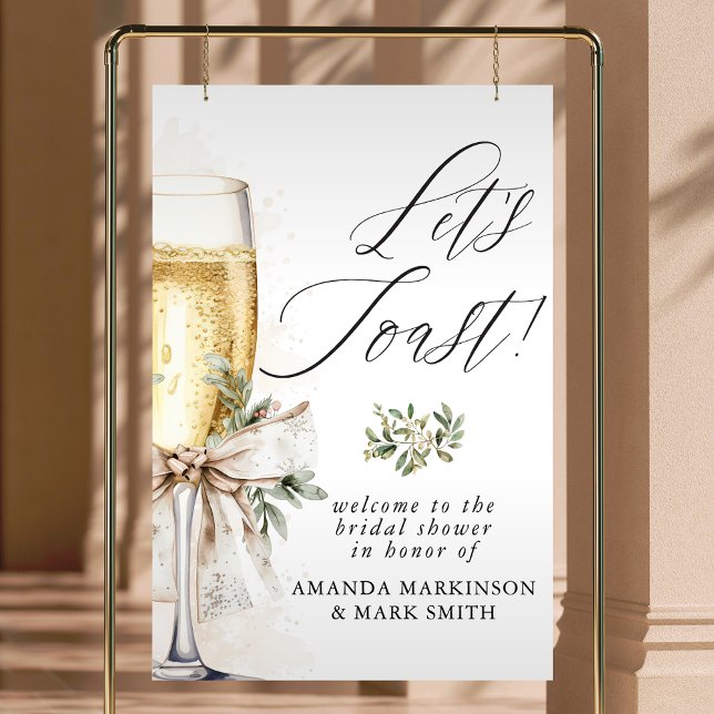 Champagne Let's Toast Winter Bridal Shower Welcome Foam Board (Creator Uploaded)