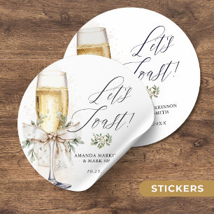 Champagne Let's Toast Winter Engagement Classic Round Sticker