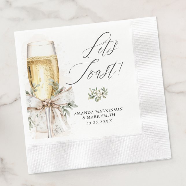 Champagne Let's Toast Winter Engagement Napkins (Creator Uploaded)