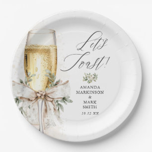Champagne Let's Toast Winter Engagement Paper Plates