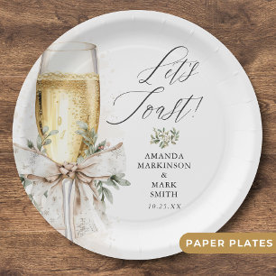 Champagne Let's Toast Winter Engagement Paper Plates