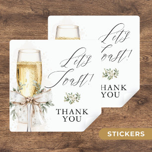 Champagne Let's Toast Winter Engagement Thank You Square Sticker