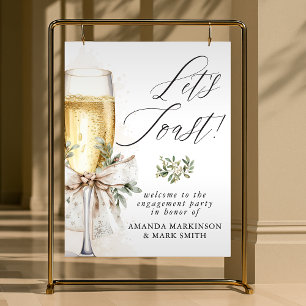 Champagne Let's Toast Winter Engagement Welcome Foam Board