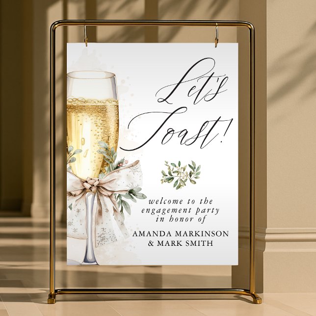 Champagne Let's Toast Winter Engagement Welcome Foam Board (Creator Uploaded)