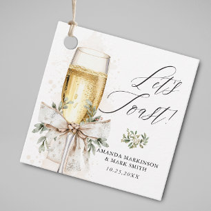 Champagne Let's Toast Winter Neutral Favor Tags