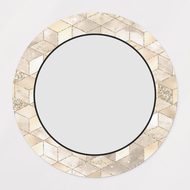 Champagne Light Brown Small Square Decorative Labels (Design 1)