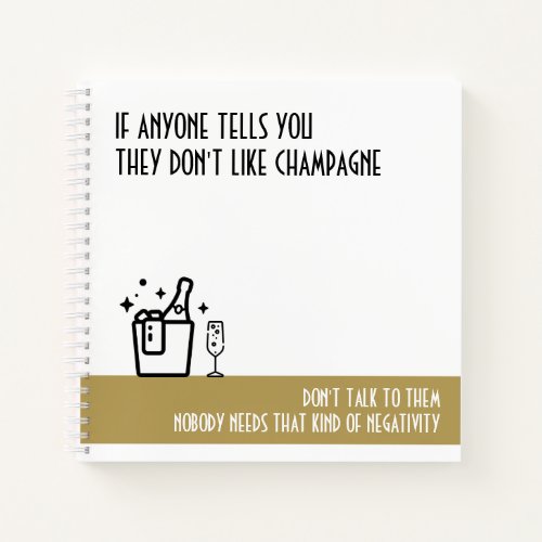 Champagne Lovers Gold Color Notebook