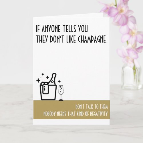 Champagne Lovers Standard Gold Color Birthday Card
