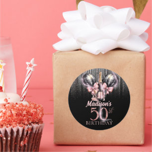 Champagne Luxury 50th Birthday Personalized Classic Round Sticker