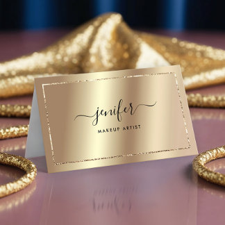 Champagne Luxury Gold Foil Monogram Elegant Business Card