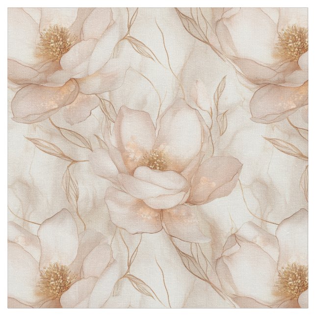 Champagne Magnolias Fabric (Close Up)