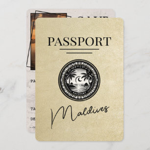 Champagne Maldives Passport Save The Date