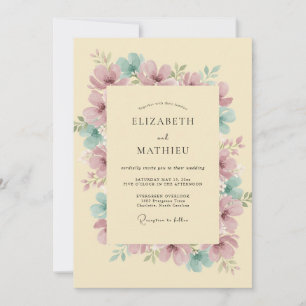 Champagne Mauve Petal Wedding Invitation