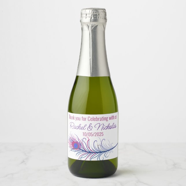 Champagne mini bottles favors personalized sparkli sparkling wine label (Front)