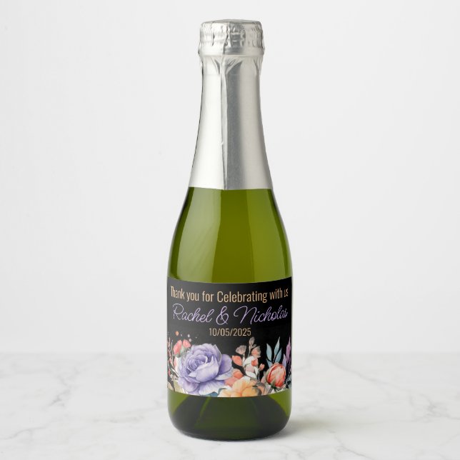 Champagne mini bottles favors personalized sparkli sparkling wine label (Front)