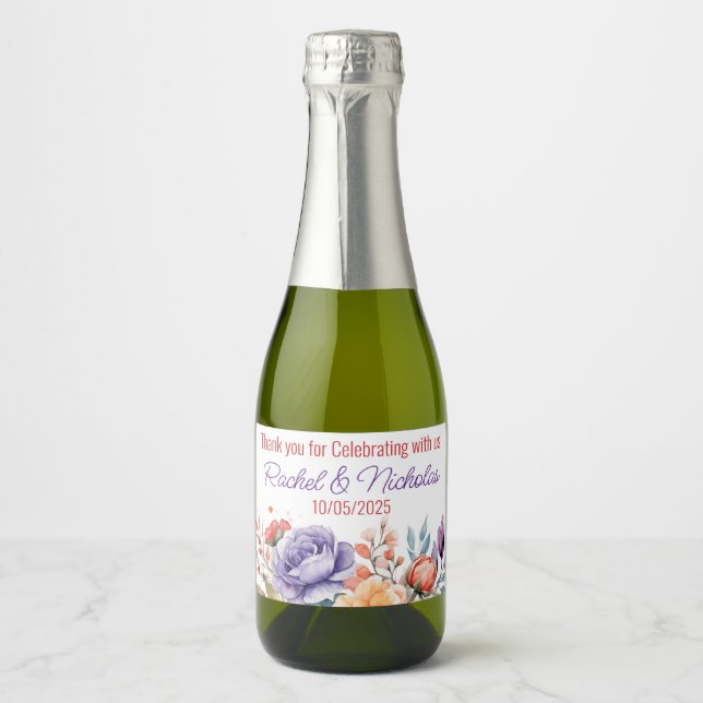 Champagne mini bottles favors personalized sparkli sparkling wine label (Front)