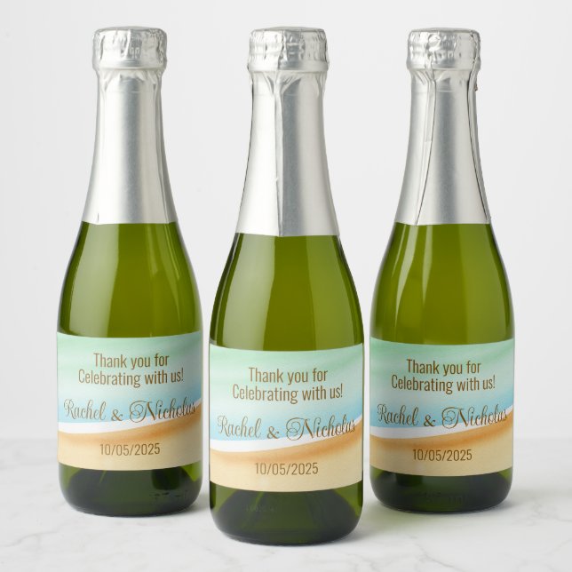 Champagne mini bottles favors personalized sparkling wine label (Bottles)