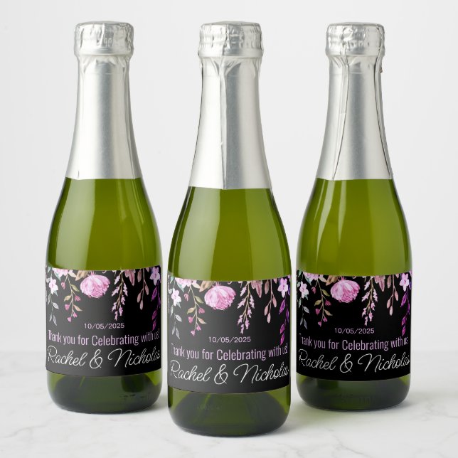 Champagne mini bottles favors personalized sparkling wine label (Bottles)