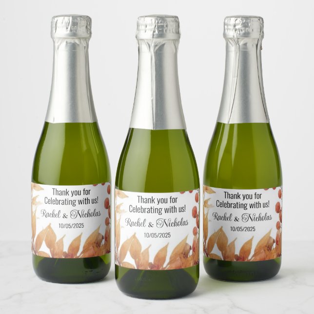 Champagne mini bottles favors personalized sparkling wine label (Bottles)