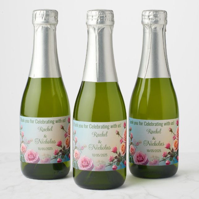 Champagne mini bottles favors personalized sparkling wine label (Bottles)