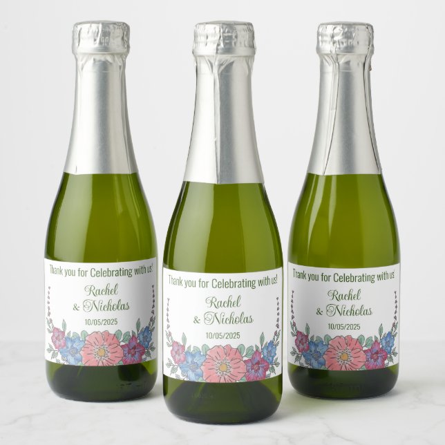 Champagne mini bottles favors personalized sparkling wine label (Bottles)