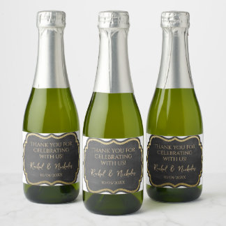 Champagne mini bottles favors personalized sparkling wine label