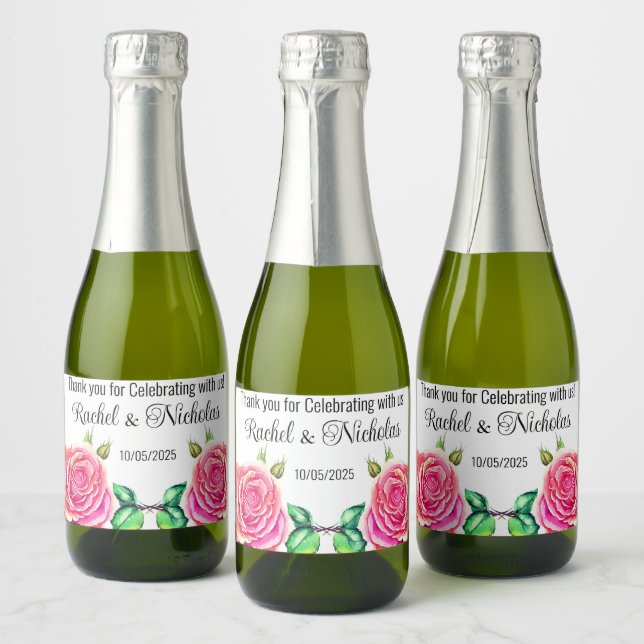 Champagne mini bottles favors personalized sparkling wine label (Bottles)