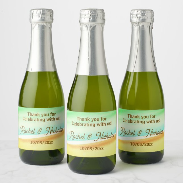 Champagne mini bottles favors personalized sparkling wine label (Bottles)