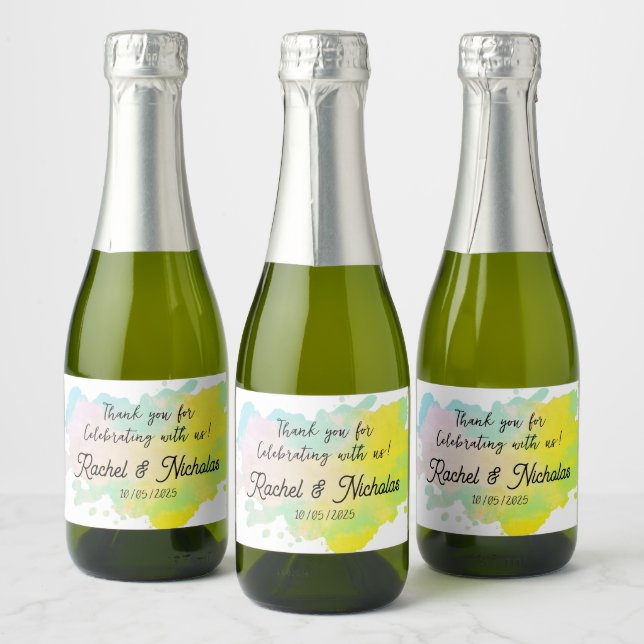 Champagne mini bottles favors personalized sparkling wine label (Bottles)