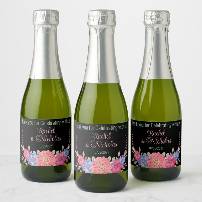 Champagne mini bottles favors personalized sparkling wine label (Bottles)