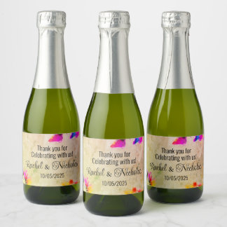 Champagne mini bottles favors personalized sparkling wine label