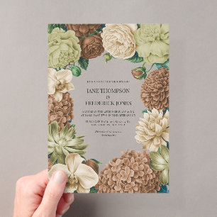 Champagne Mist, Willow Sage & Pebble Taupe Wedding Acrylic Invitations