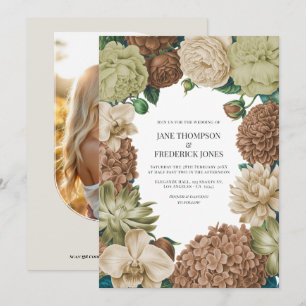 Champagne Mist, Willow Sage & Pebble Taupe Wedding Invitation