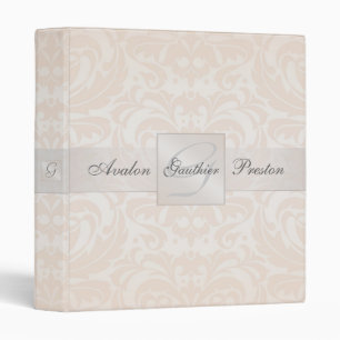 Champagne Monogram Damask Wedding Binder