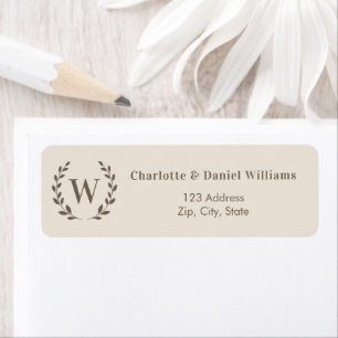 Champagne monogram initial wreath return address label