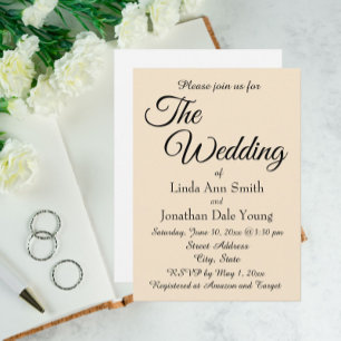 Champagne Monotone Color Simple Style Wedding Invitation
