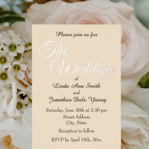 Champagne Monotone Simple Style Wedding Foil Invitation