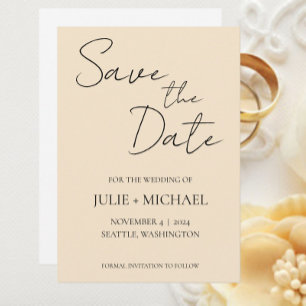 Champagne Monotone Simple Style Wedding Save The Date